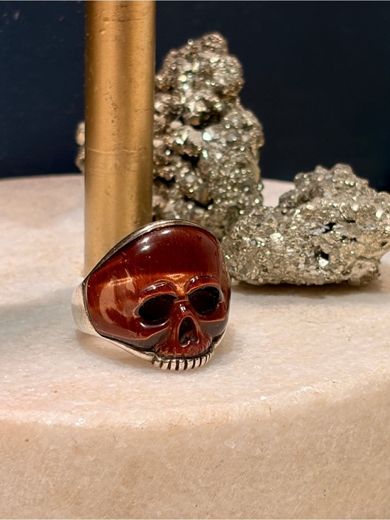 David Yurman Other - David Yurman carved red tiger's eye skull ring, set in 925 sterling silver.